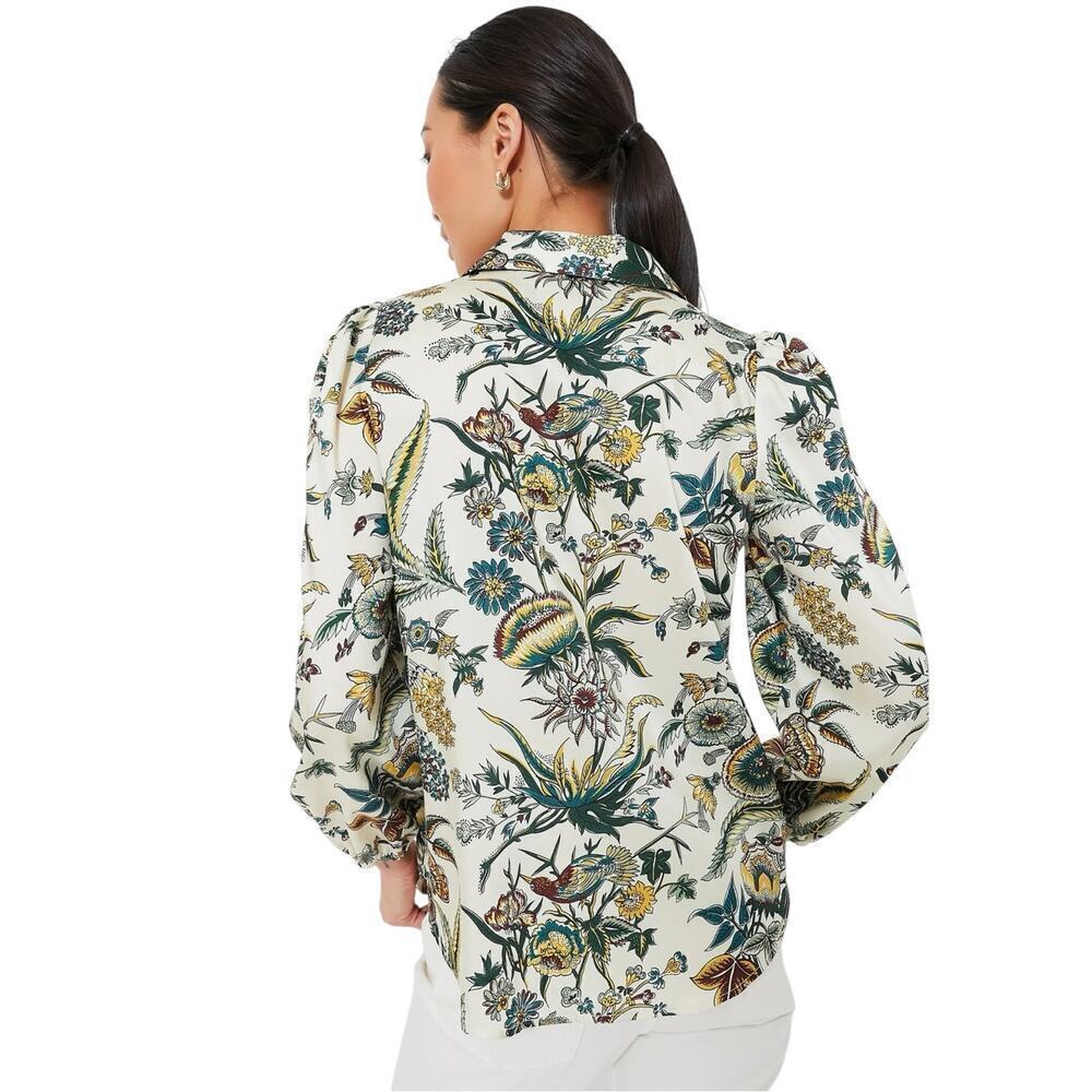 Tuckernuck Sharp Floral Serena Blouse Button Front Long Sleeve Size XL - Picture 11 of 16
